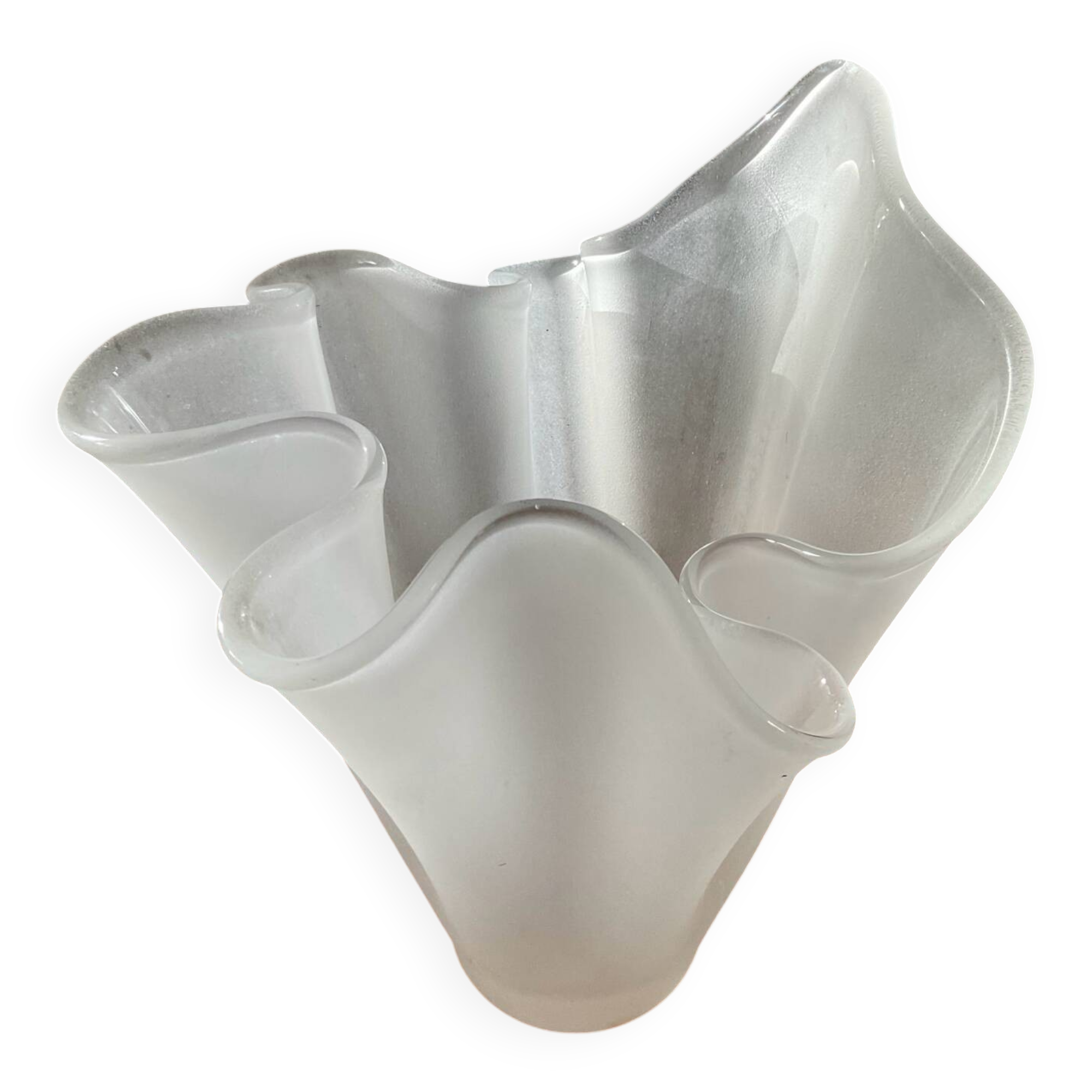 Vintage handkerchief vase in frosted glass