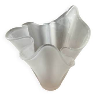 Vintage handkerchief vase in frosted glass