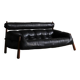 Percival Lafer MP-81 three seater sofa in black leather, Brazil 1970s