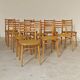 Lot de 10 chaises ton bystrice bois et cannage 1960