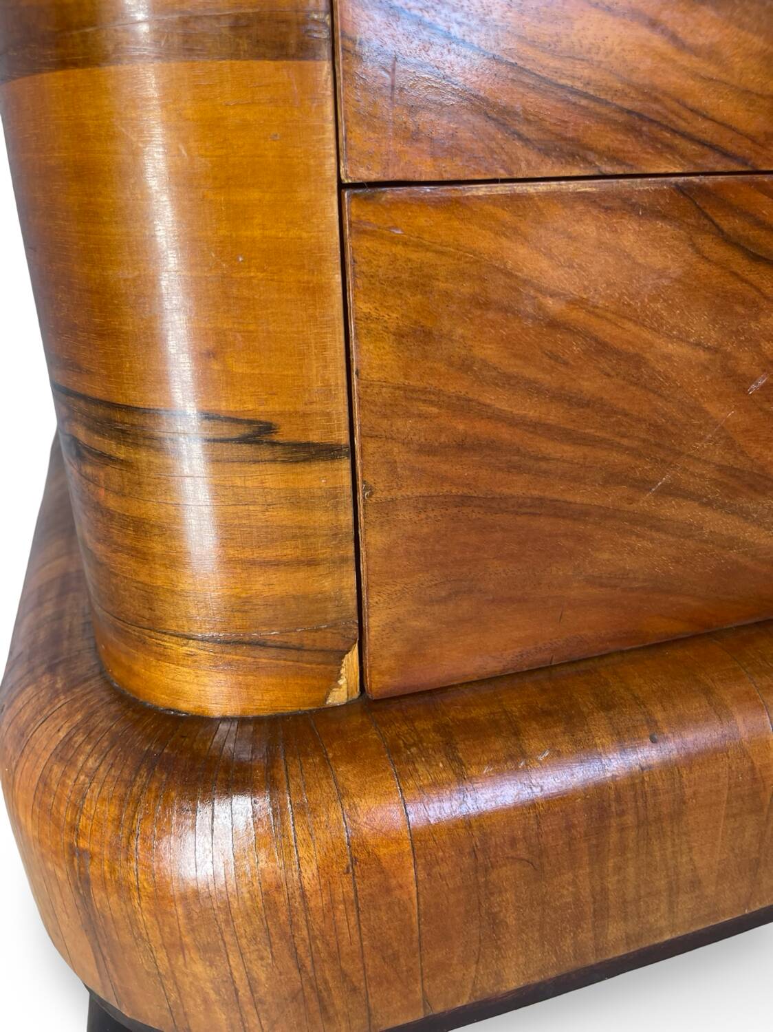 Commode italienne Art déco en ronce de noyer, années 1930