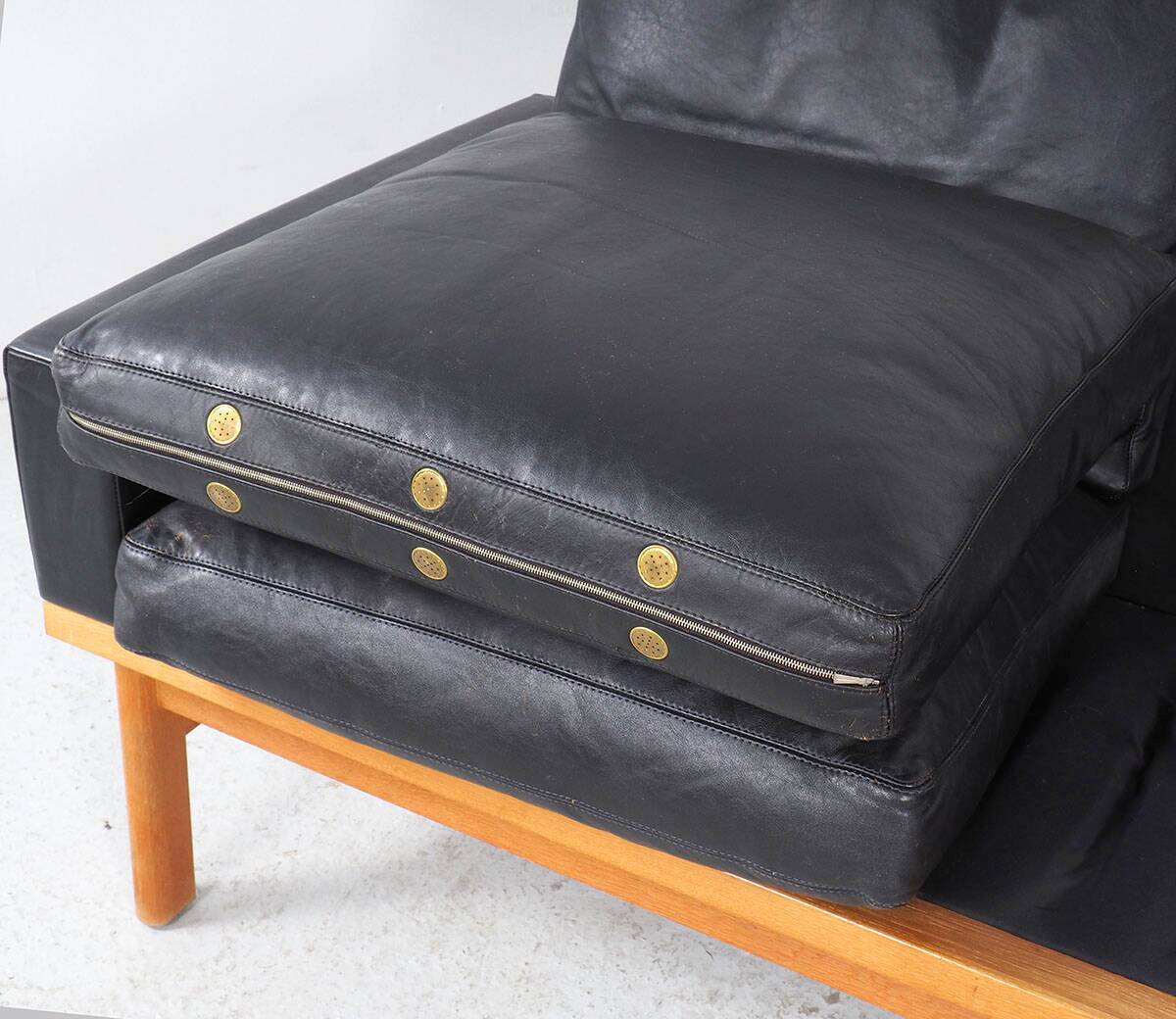 Vintage Black Leather Sofa by Poul M. Volther for Erik Jørgensen, 1960s