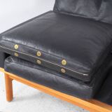 Vintage Black Leather Sofa by Poul M. Volther for Erik Jørgensen, 1960s