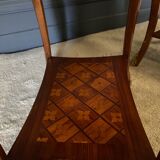 Pair of bedside tables Louis XV style marquetry with shamrocks and XXth bronze