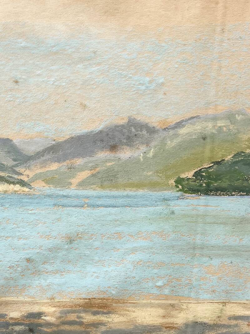 Painting "Mountain Lake", Pastel on paper, framed
