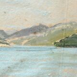 Painting "Mountain Lake", Pastel on paper, framed