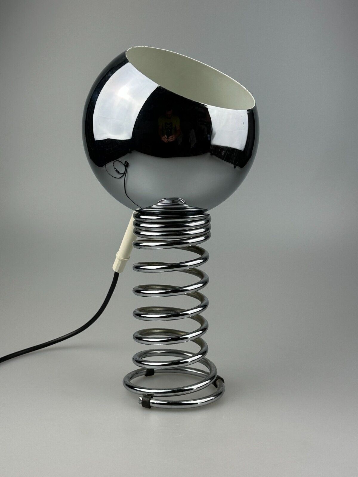 60s 70s table lamp ball lamp spring chrome metal space age design