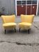 Set of 2 yellow velvet cocktail armchairs with solid beech from the 1950s.