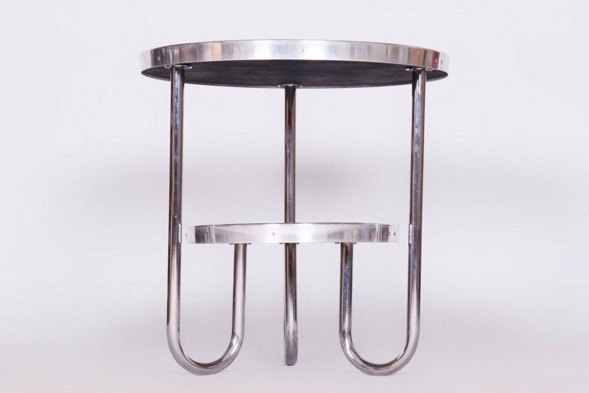 Small Czech Bauhaus Spruce and Chrome Side Table from Kovona, 1930s
