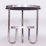 Small Czech Bauhaus Spruce and Chrome Side Table from Kovona, 1930s