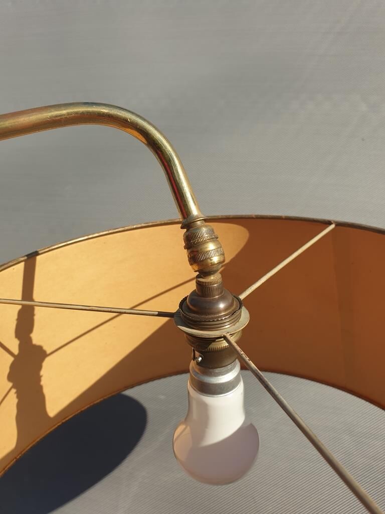 1950 floor lamp with ball head and magazine holders brass ball fasteners