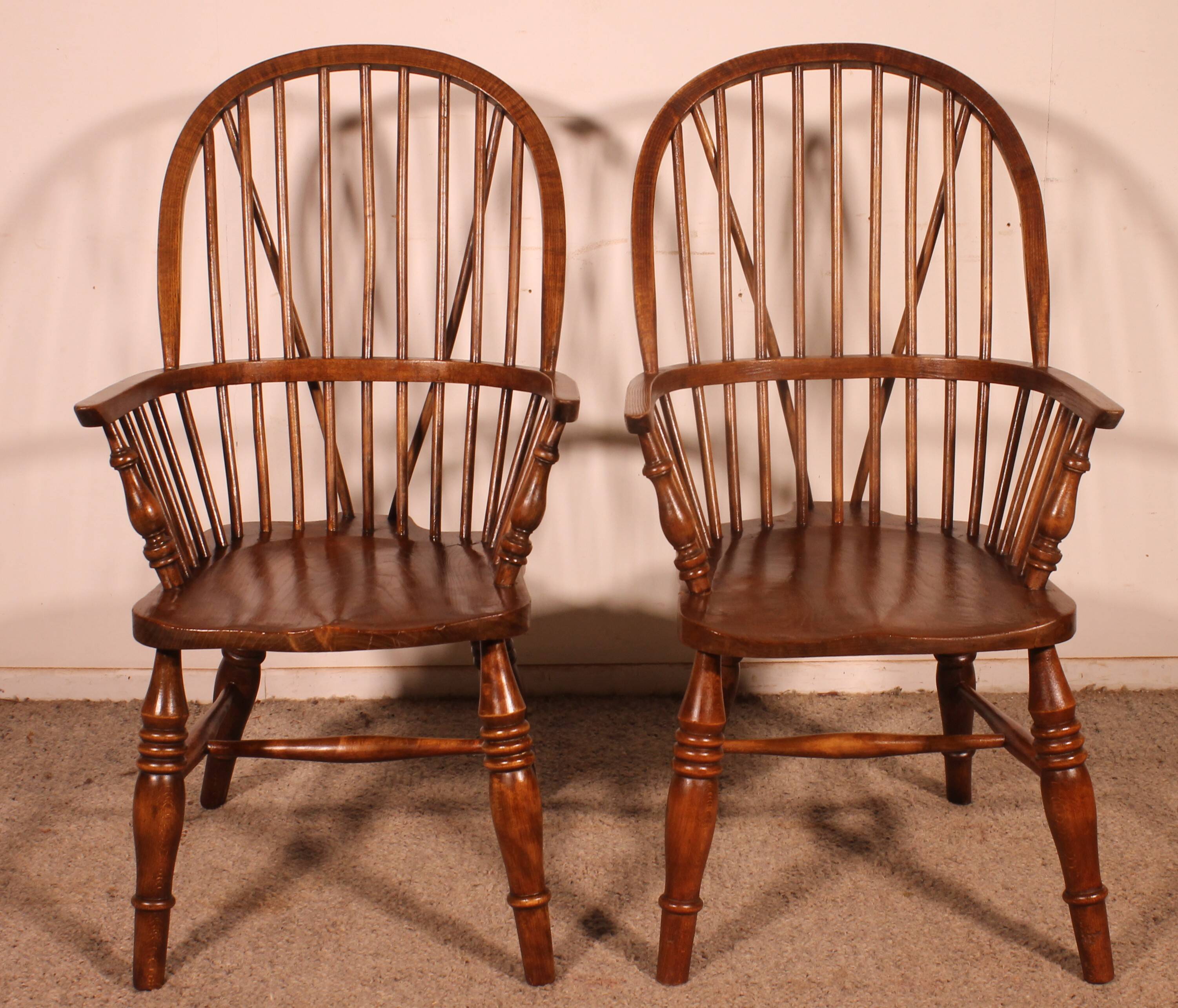 Paire De Fauteuils Windsor Anglais du 19° siècle