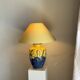 Large blue and yellow lamp with floral patterns H60