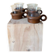 4 vintage Schott Mainz Jeanner cups – glass & teak – 1960/70
