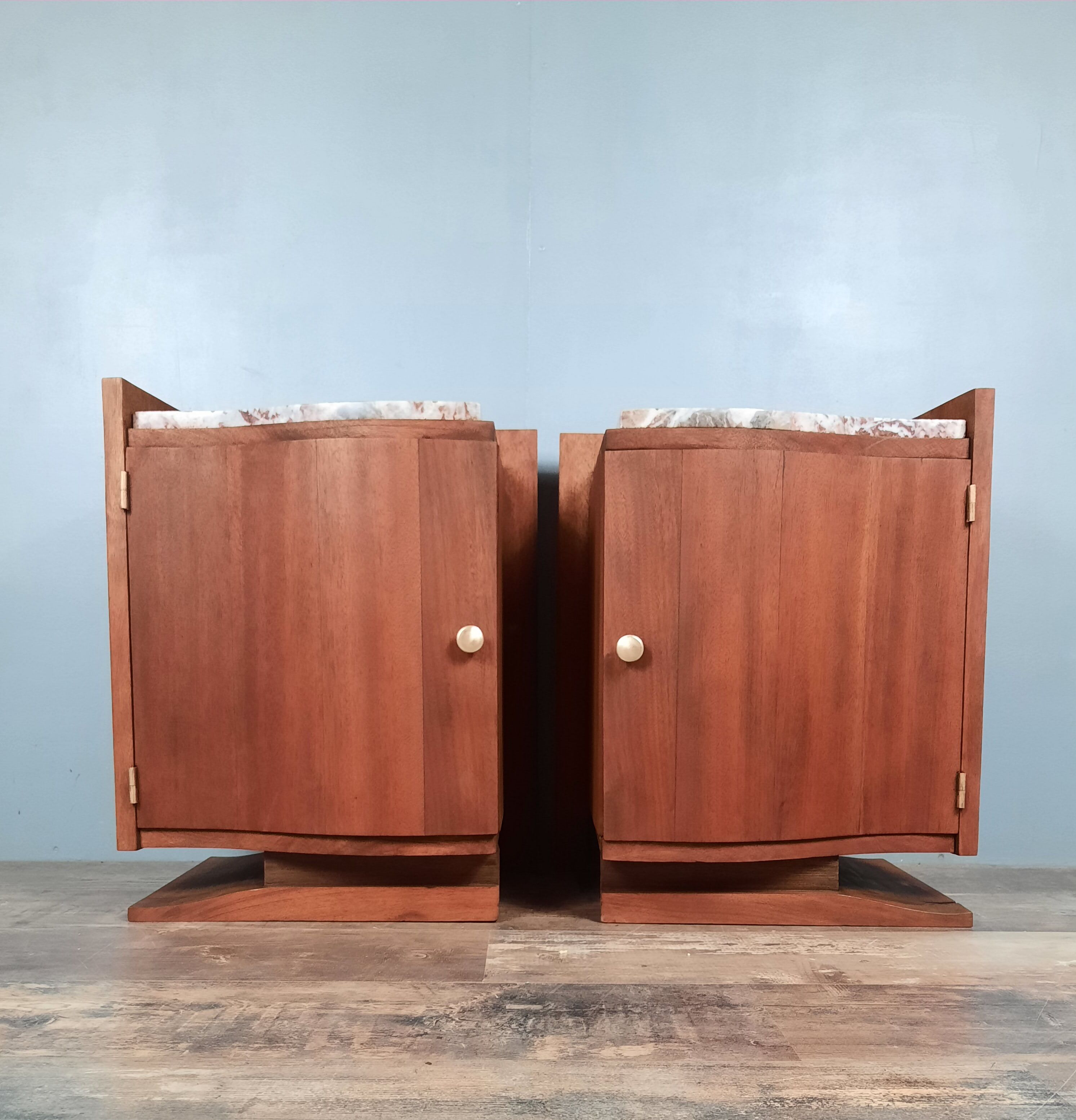 Pair of Art Deco mahogany bedsides