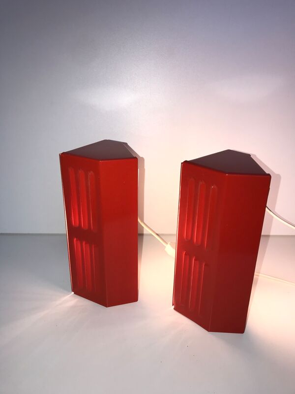 Paire d'appliques métal ikea type v204 rouge