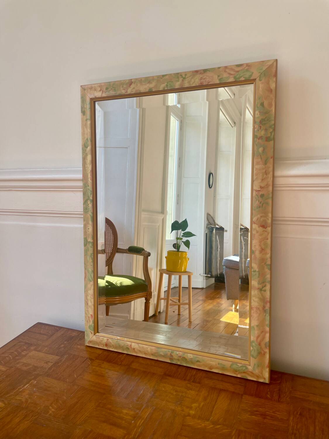 Miroir floral biseauté