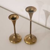 Danish brass candlestick pair from the 1970s.