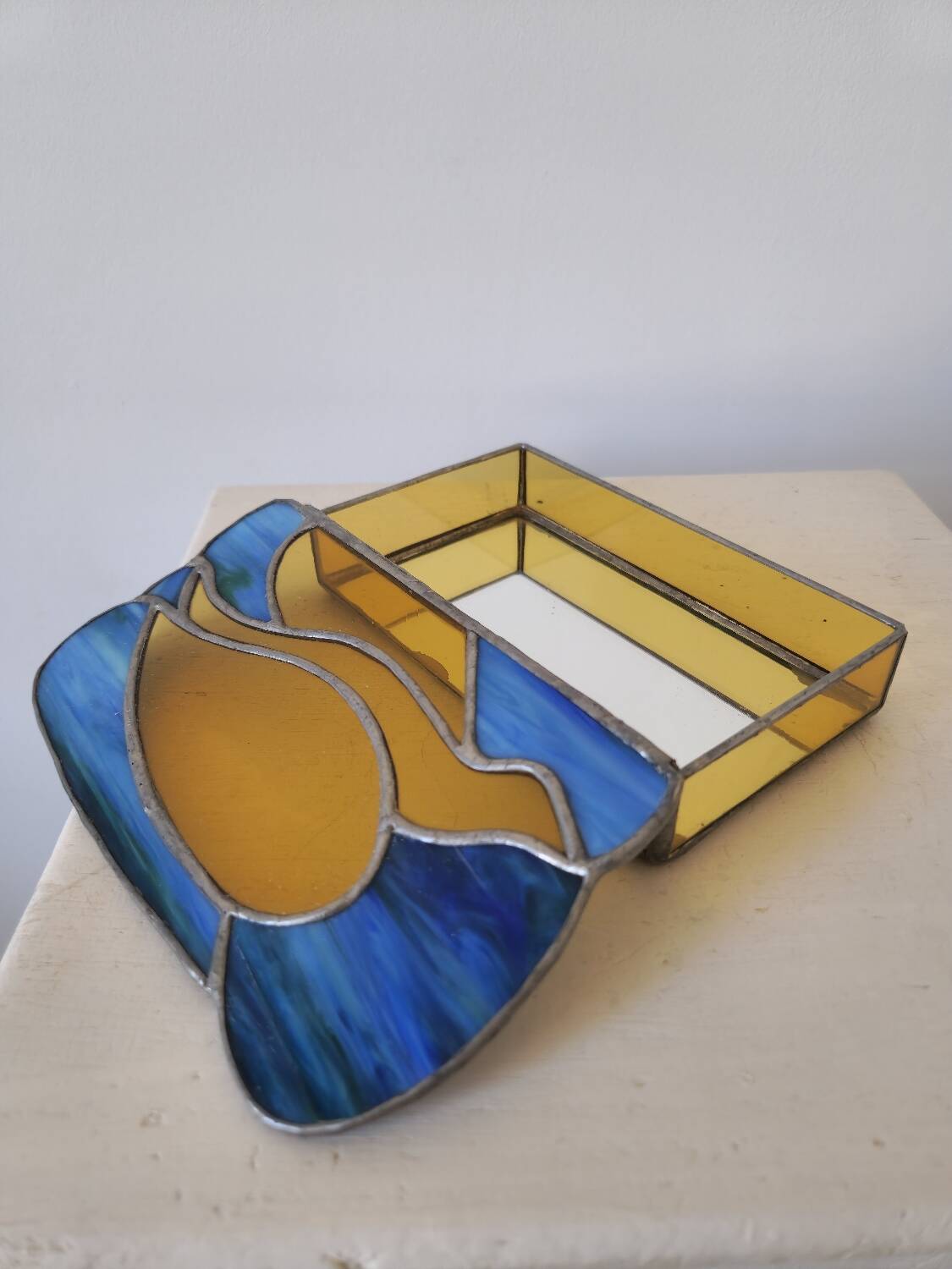 1950s stained glass jewelry box
