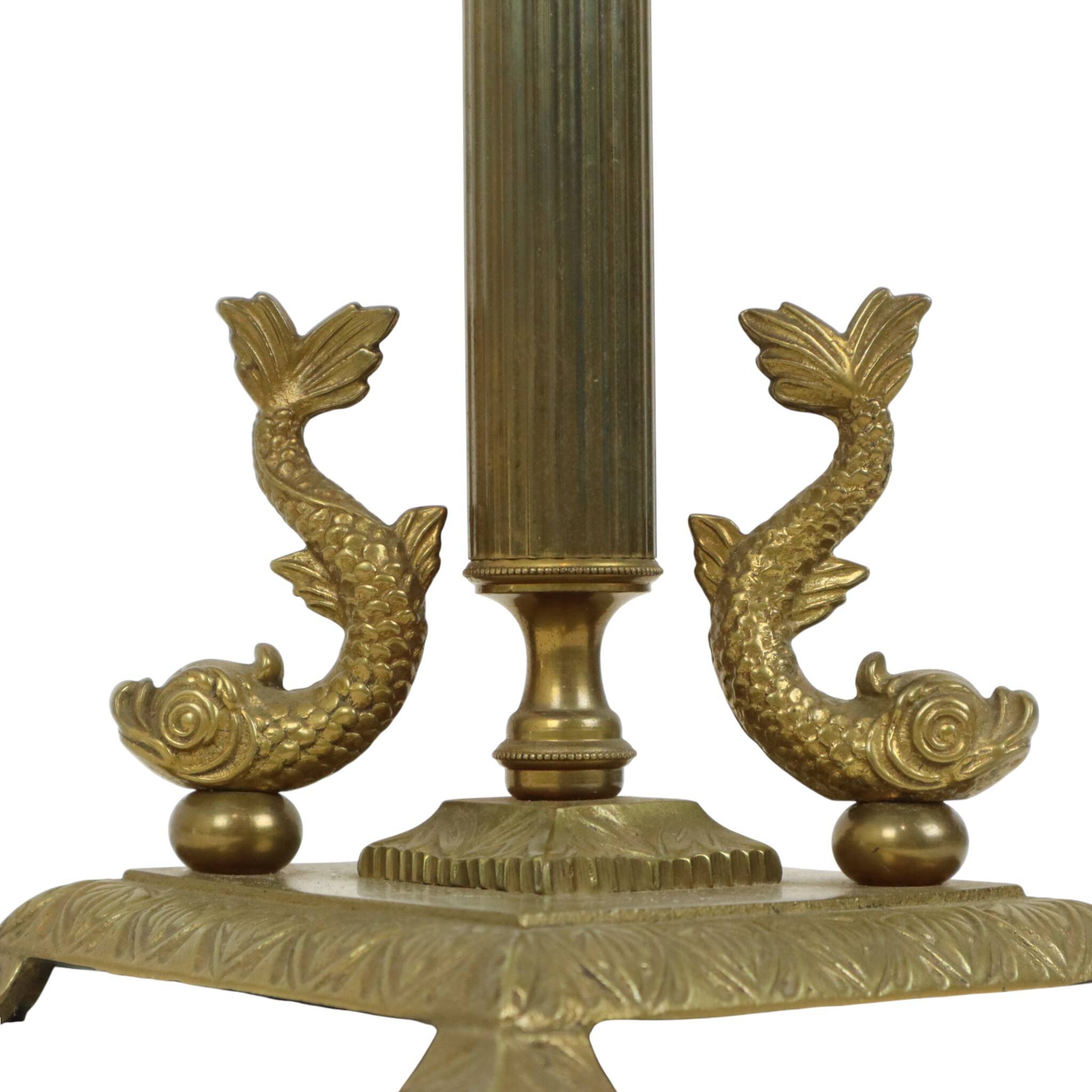 Vintage Brass Table Lamp Mythical Dolphin 41cm
