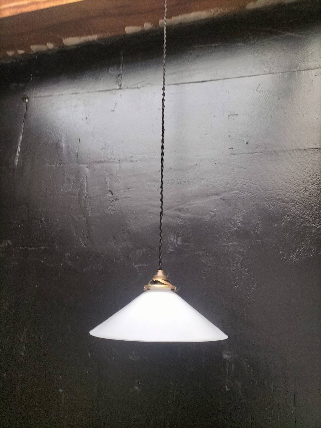 Opaline cone pendant light