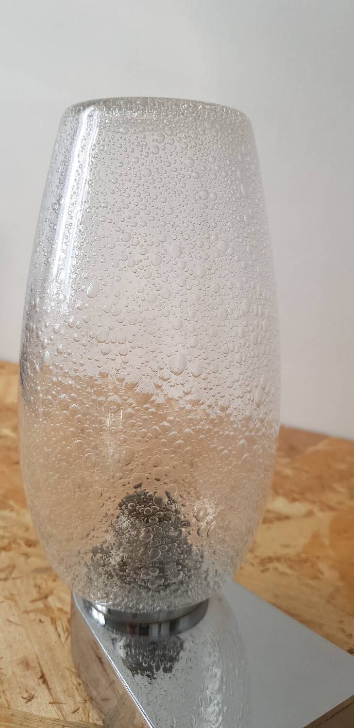 Metal and bubbled glass wall light