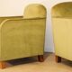 Pair of vintage velvet armchairs with footrest - 1950s