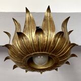 Ceiling light, Hans Kögl, sunflower model in gilded metal, 1950s.