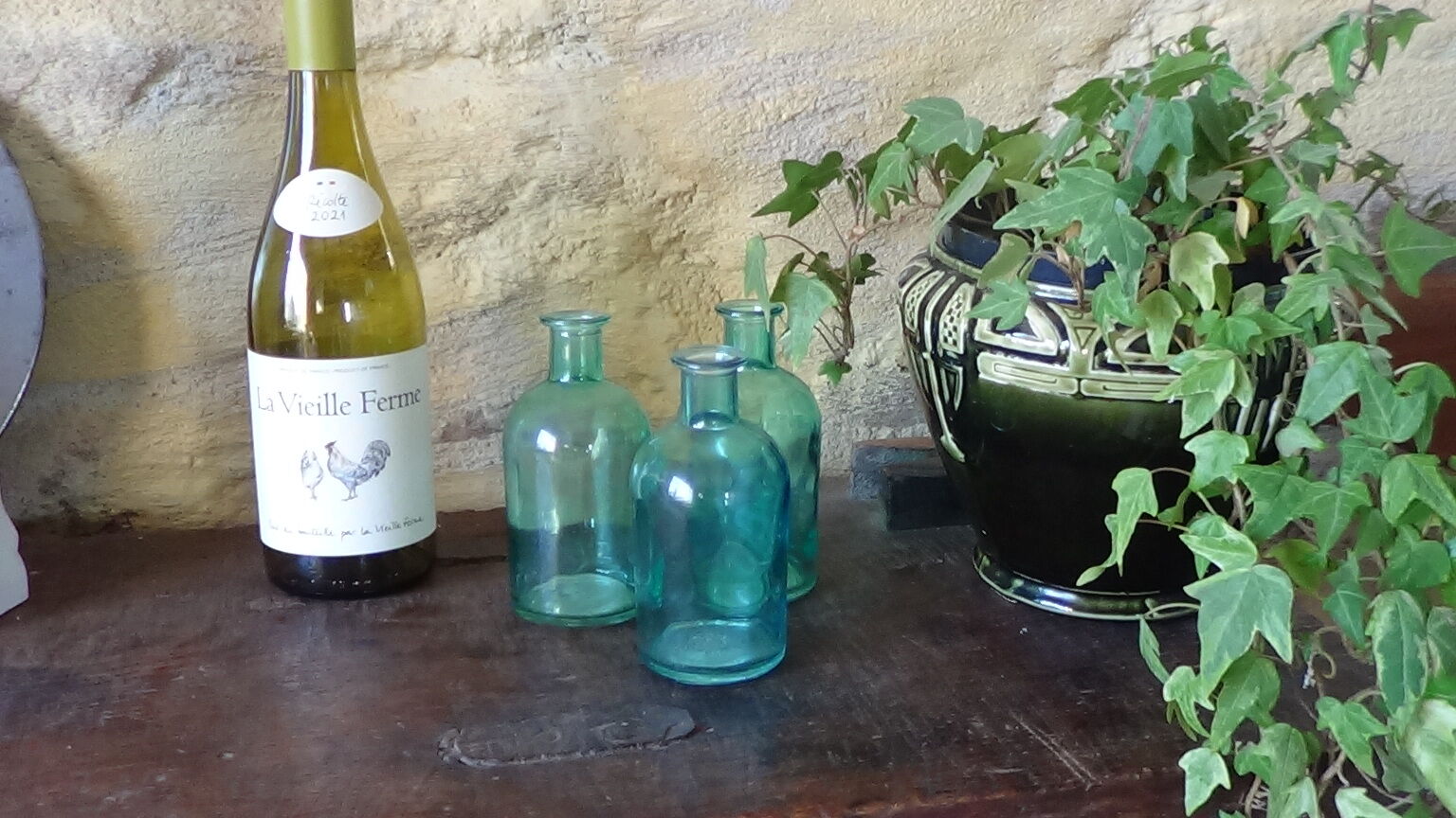 Bouteilles en verre bleu