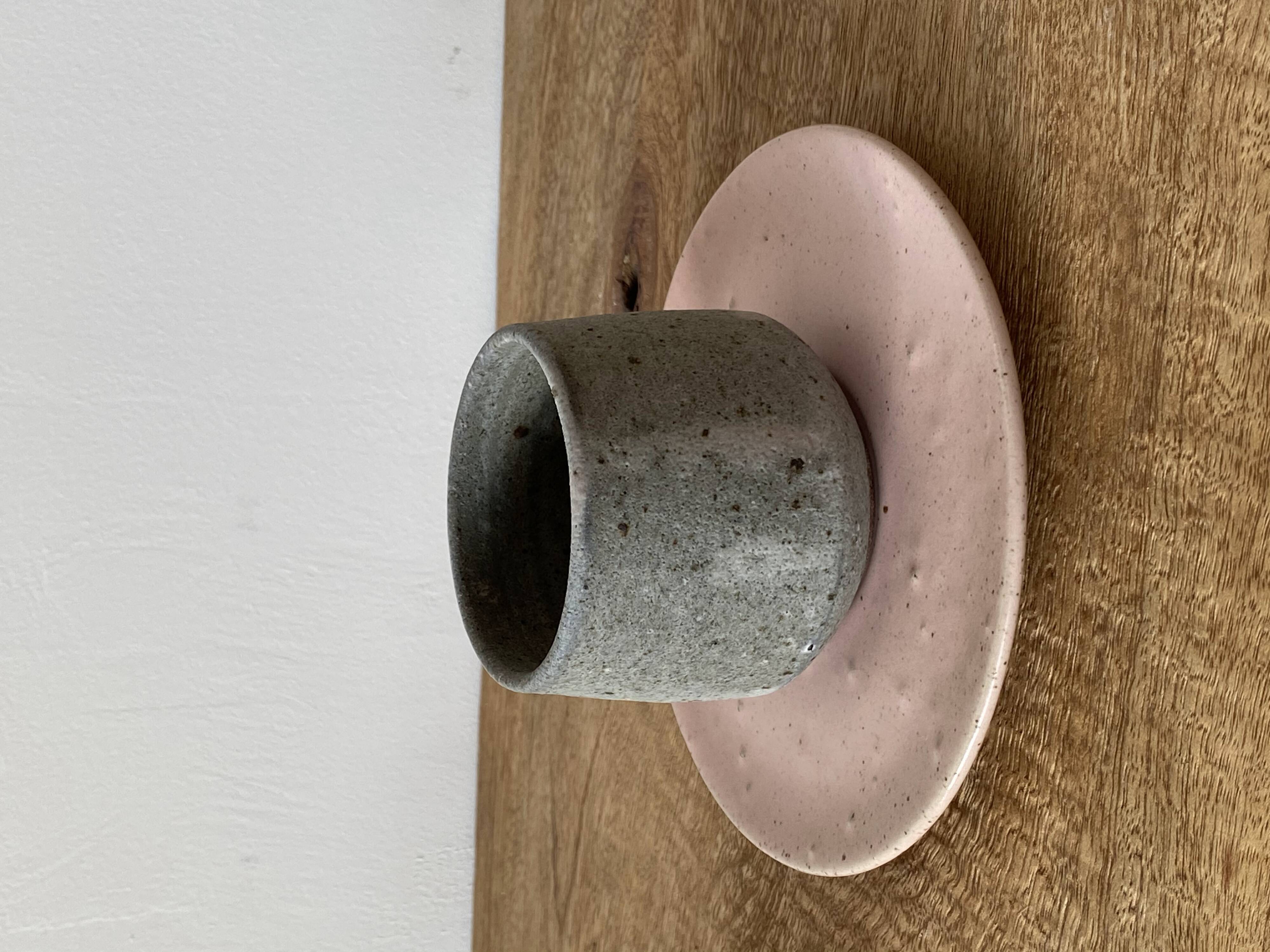 Duo of grey ceramic cups