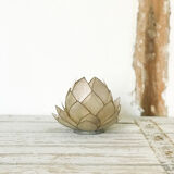 Candle holder in mother-of-pearl and brass