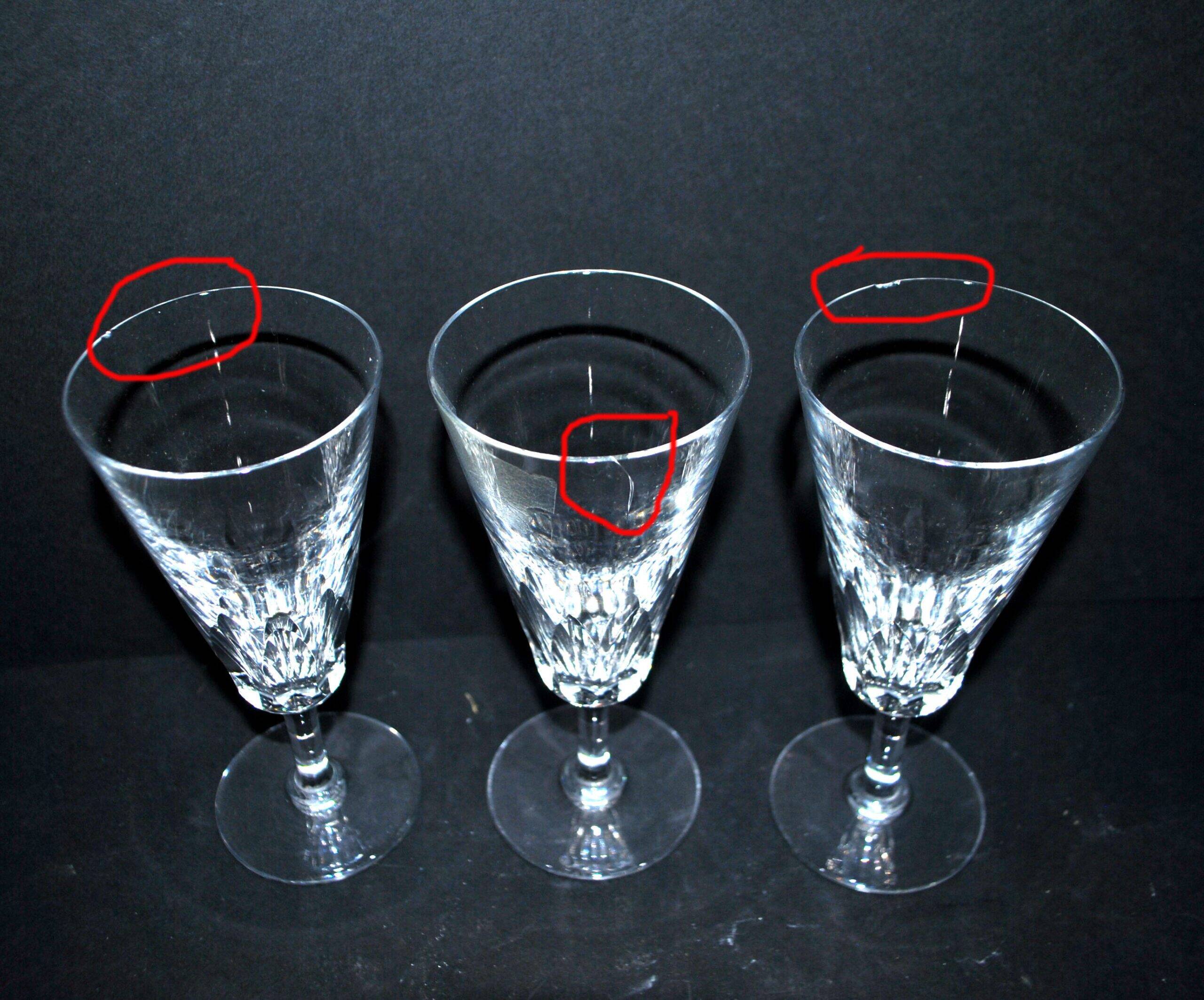 Baccarat set of 6 cut crystal champagne flutes, Carcassonne model, 1960