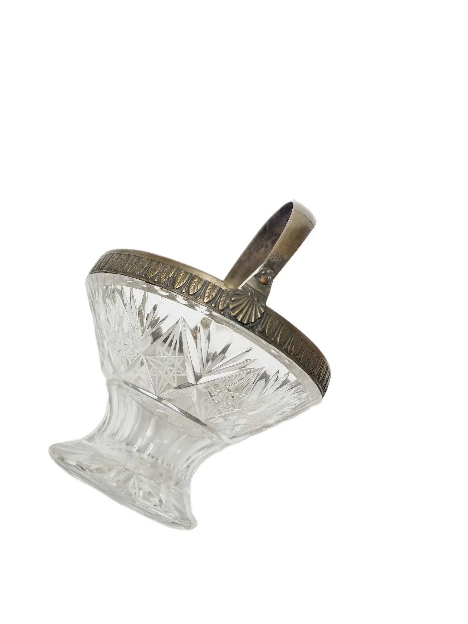 ARS Crystal platter ART DECO with brass fittings