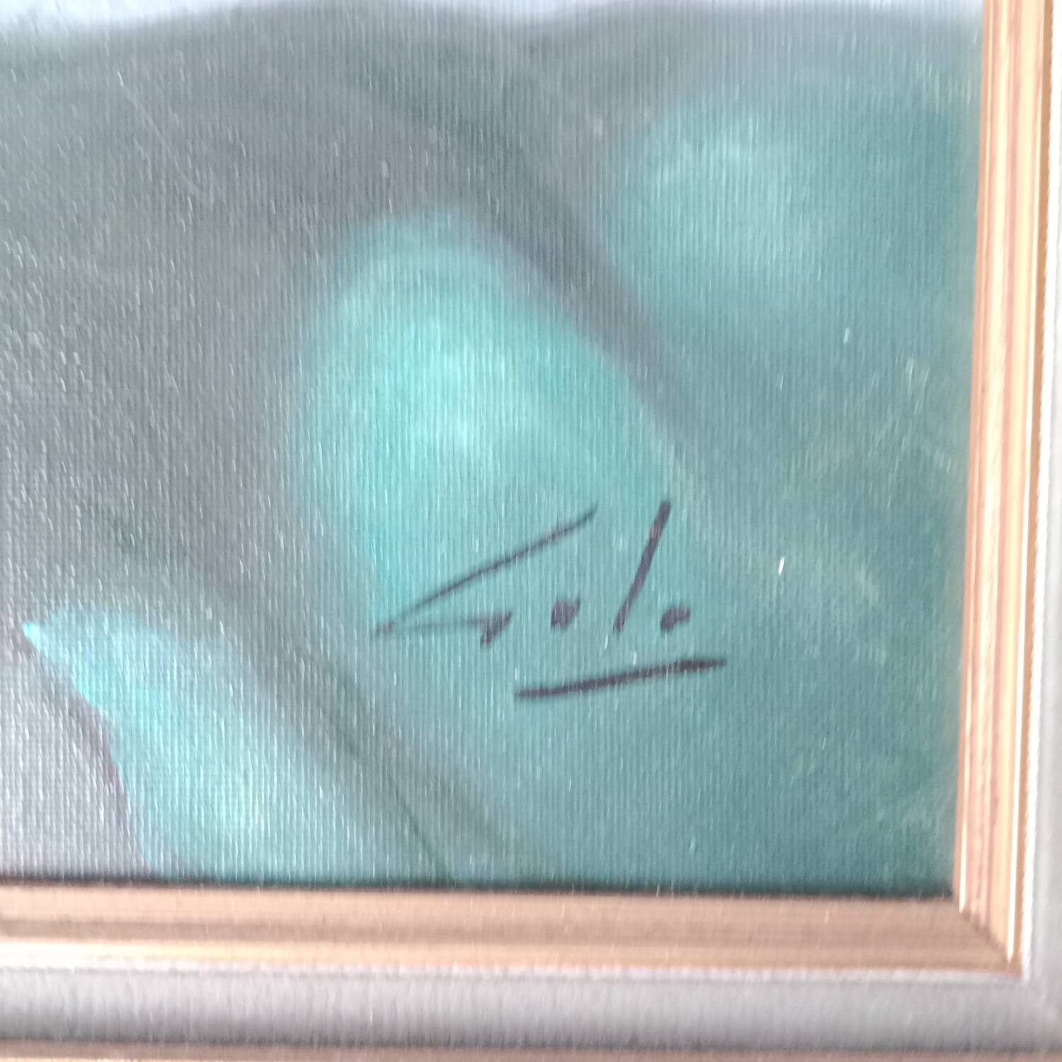 Bouquet of Red Flowers Still Life Canvas signed Golden Frame 54 x 62 cm