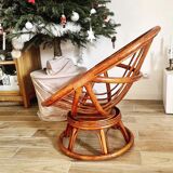 Swivel rattan armchair