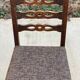 6 solid wood dining chairs with grey woven wool seats.