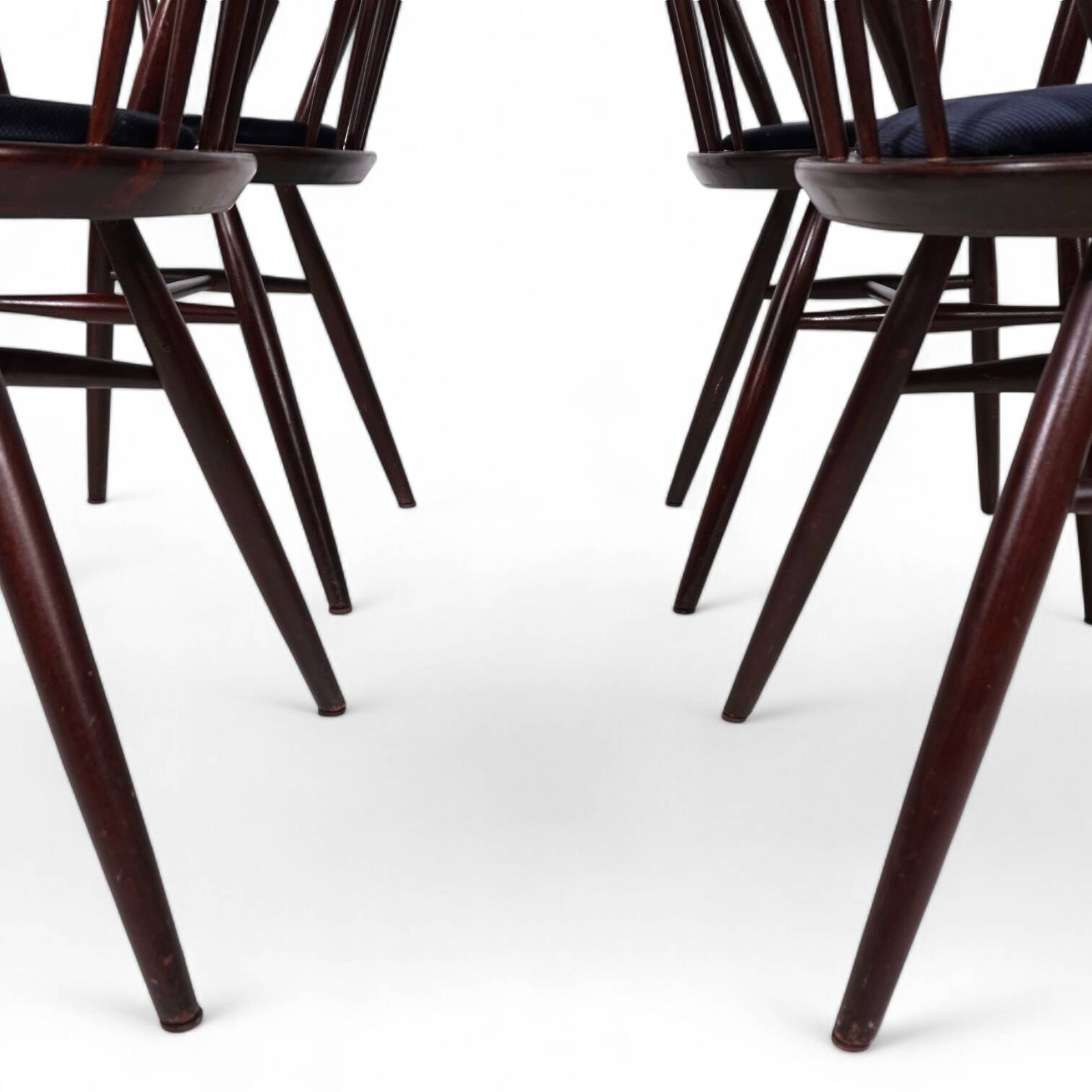 Set of 4 Windsor chairs, mahogany, 1960