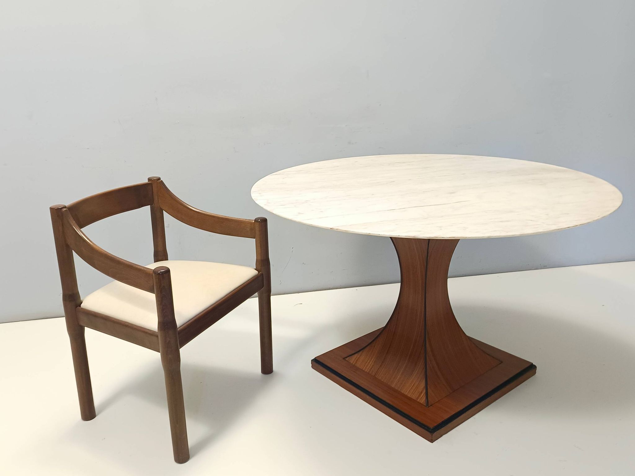 Dining Table with a Portuguese Pink Marble Top in the style of Carlo De Car
