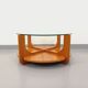 Vintage round coffee table with 2 tops by Hugues Poignant, in teak and glass