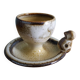 Bird-shaped egg cup in stoneware signed Jean Marie Delahaye Malicornes.