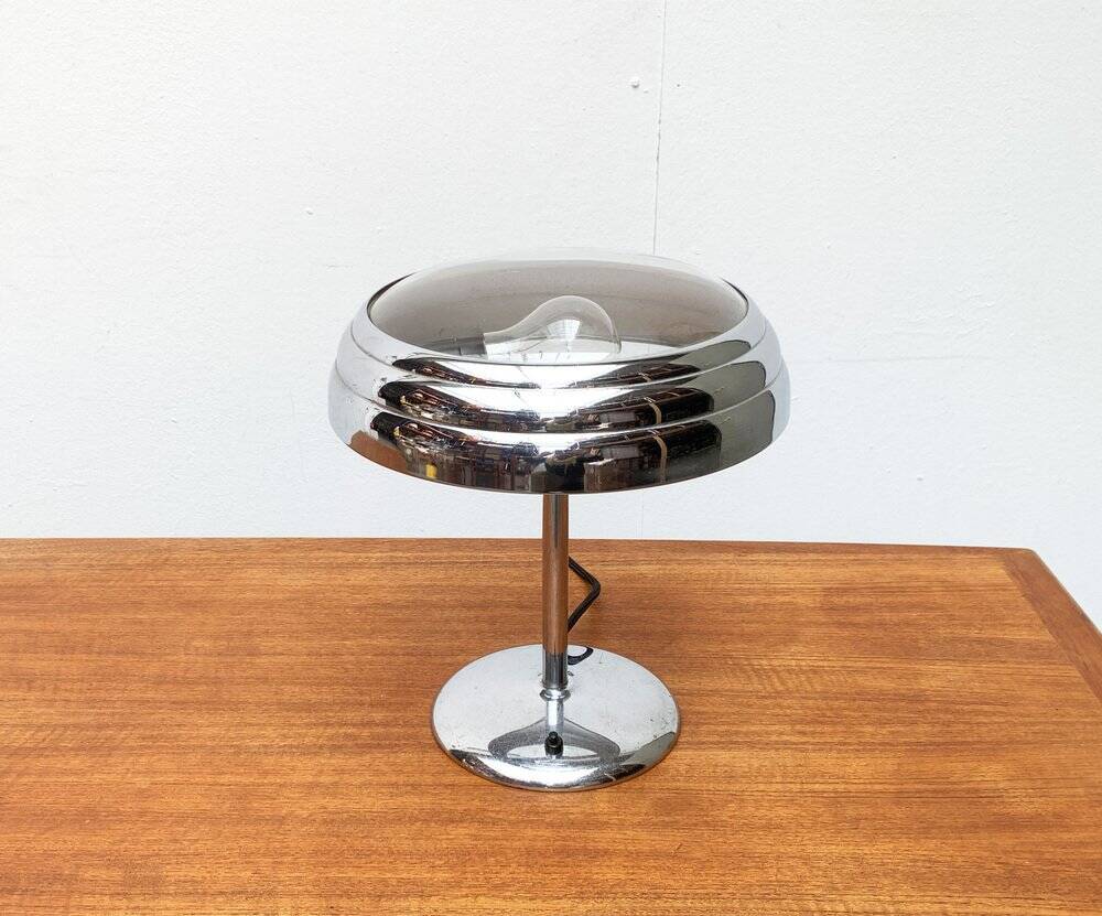 Art Deco table lamp in chrome and glass