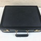 Old travel Gerard Henon leather black briefcase