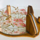 Vintage painted glass tray, wood and mirror