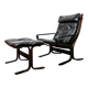 Siesta armchair and black leather ottoman by Ingmar Relling for Westnofa, Norway.