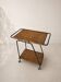 Vintage rolling dessert trolley in rattan and black metal – 1950s/60s