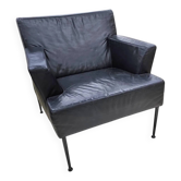 Kinnarps Suède Fauteuil Meo 357 cuir noir années 1990 Dan Ihreborn