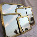 Set of 4 square brass mirrors
