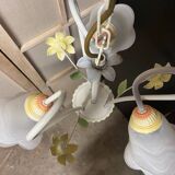 Antique Chandelier Ceiling Light Florentine Bouquet Floral Design 1970 Decorative Art No.2