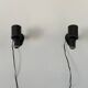 Pair of vintage matte black metal wall lights, France, 1970, LITA