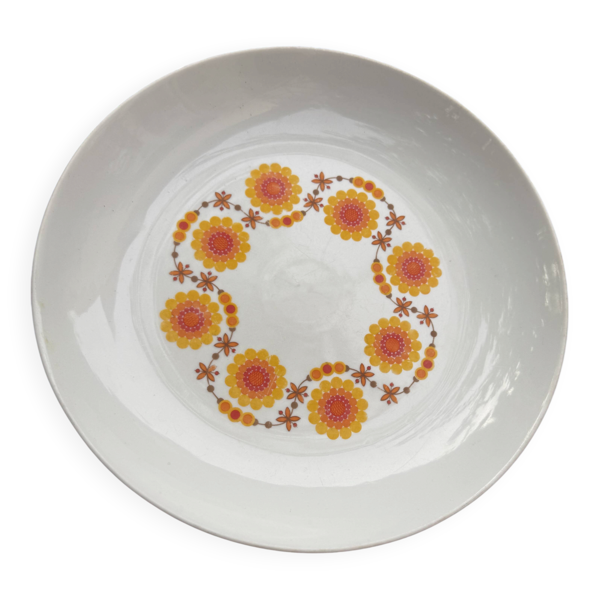 Large plate Schumann Arzberg Bavaria – Vintage orange flowers from the 70s